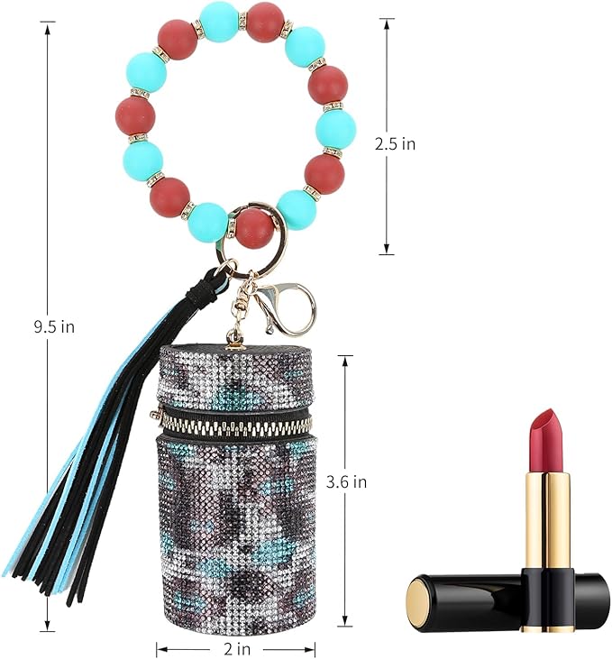 Lipstick Keychain, Leather Diamond Lip Gloss Holder, Stylish Gloss