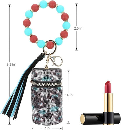 Lipstick Keychain, Leather Diamond Lip Gloss Holder, Stylish Gloss