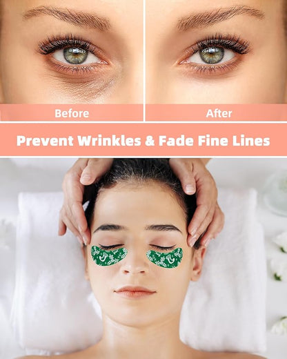 Under Eye Patches Silicone - 2 Pairs Reusable Eye Patches, Christmas Gifts for Women, Eye Wrinkle Patches, Reusable Under Eye Mask, Plump Fine Lines & Wrinkles, Christmas Red & Green