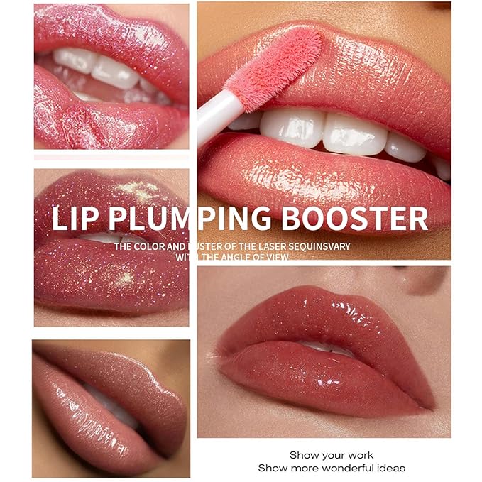 Shimmer Glitter Lip Gloss Oil,6 Color Hydrating Sparkly Lipstick,Non-Sticky Fresh Texture Lip Oil,Long Lasting Moisturizing Lip Makeup (#05)