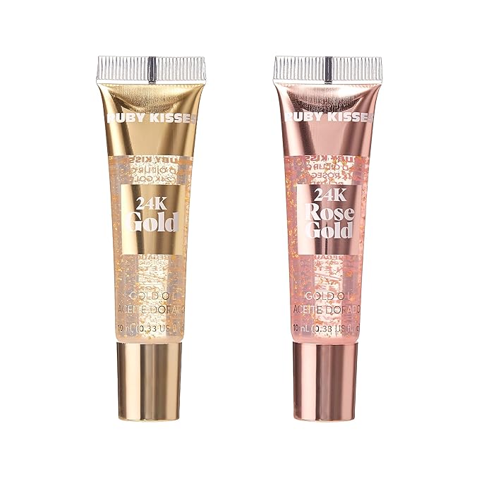 Ruby Kisses 24K Gold Oil Lip Gloss (3 Count, Gold)