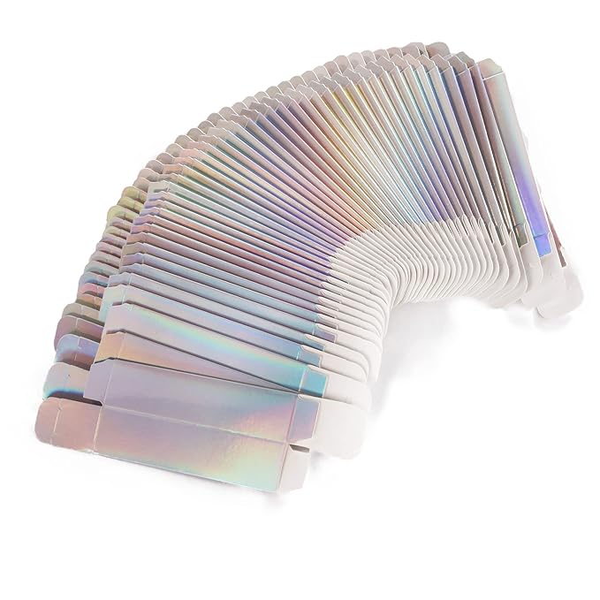 COSIDEA 50 PCS Empty Holographic siver Lip Gloss Boxes W25 xW25 xH117mm， Cosmetic Perfume Mascara Box Packaging ，small Kraft Paper Box Luxury Holder Wrapping