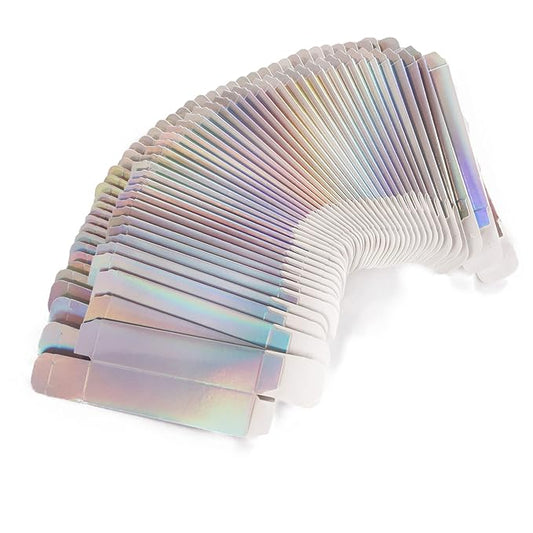 COSIDEA 50 PCS Empty Holographic siver Lip Gloss Boxes W25 xW25 xH117mm， Cosmetic Perfume Mascara Box Packaging ，small Kraft Paper Box Luxury Holder Wrapping