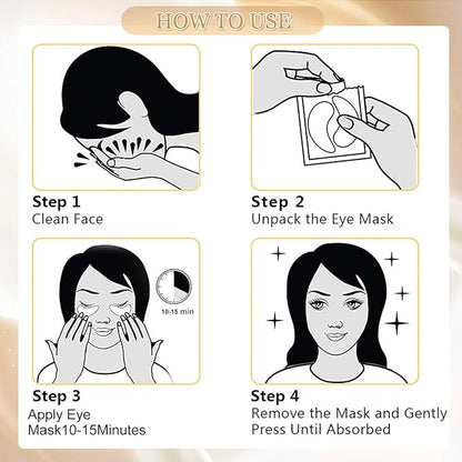 MOND'SUB Premium Under Eye Patches, Gel Eye Patches Hydrating & Refresh for Puffy Eyes, Under Eye Bags & Dark Circles, Natural Collagen Eye Gels Pads, Crystal Anti-Aging Eye Mask (Black)