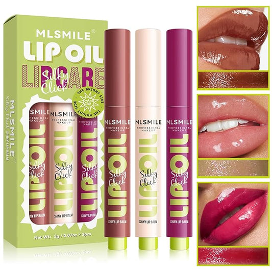 3 Colors Press Lipstick Lip Oil Slick Click,Korean Shining