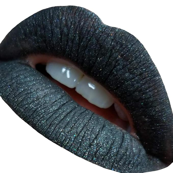 Black Dark Lipstick - Teal Blue Green Goth Green