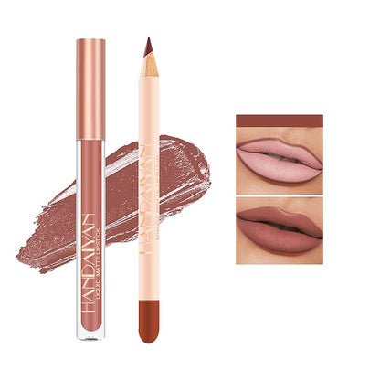 Matte Lip Liner Pen and Velvet Lipstick Set, Long