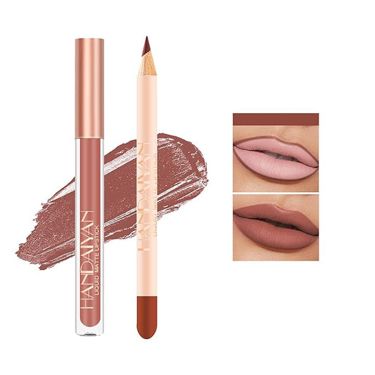 Matte Lip Liner Pen and Velvet Lipstick Set, Long