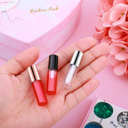 Patelai 100 Pieces 1.2 ml Clear Mini Lip Gloss Tube Refillable Empty Lip Balm Gloss Containers for Women Girls DIY Makeup, Gold, Rose Gold, Black, Silver