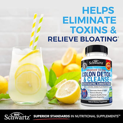 BioSchwartz 15 Day Cleanse for Colon and Gut Health Plus Hydrolyzed Collagen Peptides Powder (40+ Servings)