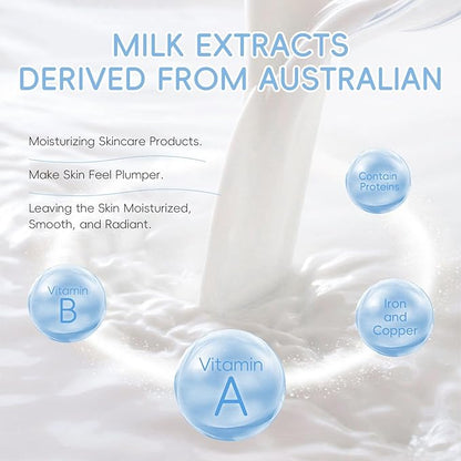 Milk Skin Care Kit, 8Pcs Moisturizing Face Care Set, Deep Clean, Nourish Skin, Facial Skin Care Sets with Cleanser, Exfoliating Scrub, Hand Wax, Eye Cream, Moisturizing Cream, Sunscreen