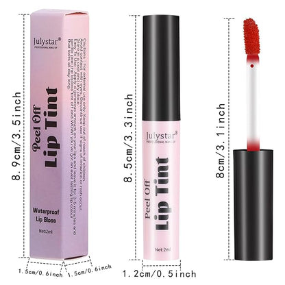 3 Colors Peel Off Matte Lip Tint, Peel Off Lip Stain, Matte Lasting Tattoo Lip Gloss, Non-Stick Cup Liquid Lipstick Tinted Lip Stain,Waterproof Formula (Color 4&5&6#)