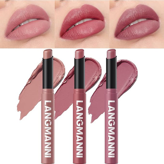 Jolilab 3 Pcs Velvet Matte Lipstick Nude Matte Lipstick