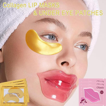 30 Pairs Lip Masks & Eye Mask for Mothers Day Gifts, 24K Gold Gel Under Eye Patches for Puffy Eyes, Crystal Collagen Moisturizing Lip Masks, Nourishes Lip&Eye Skin for Reducing Fine Lines Dark Circle