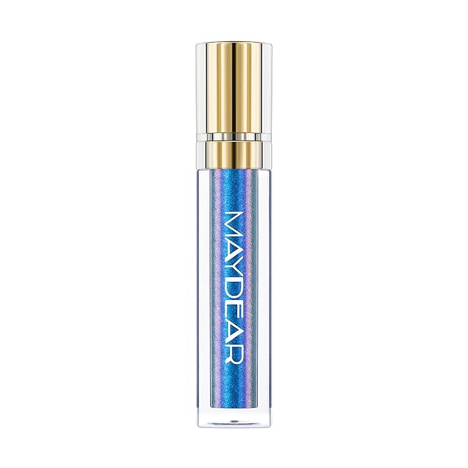 Maydear Chameleon Lipstick, High Pigmented Blue Lipstick for Women Metallic Shine Lip Gloss, Full-Coverage Multichrome Lipstick Long Lasting Rainbow Lip Makeup, Blue Cyan(03)