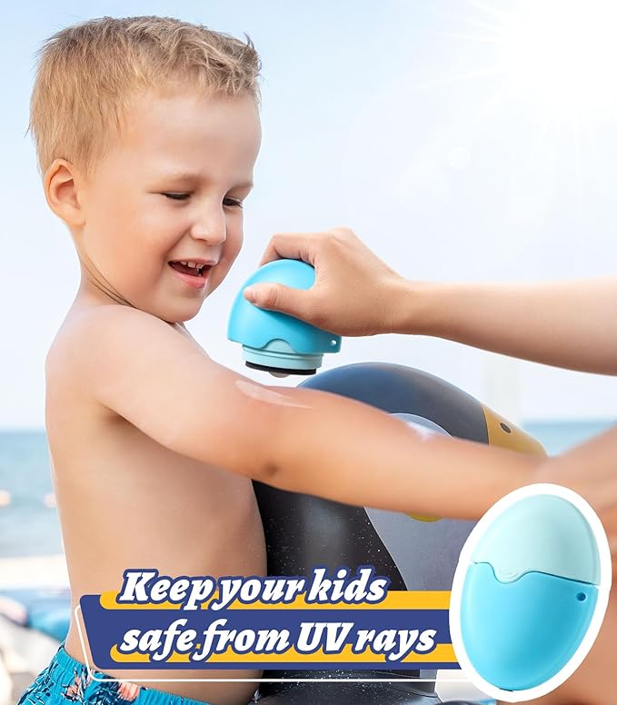 Sunscreen Applicator for Kids, Adults & Families - BPA Free & Refillable, Travel & Ourdoor Sunblock Buddy Brush Set with Protective Caps, Sun Lotion Applicator Sun Cream Brush