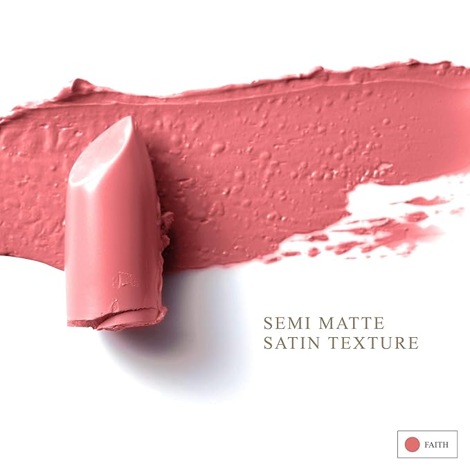 All Natural Lipstick, Semi Matte Lip Color, Moisturizing Lipstick, Non Toxic, Non GMO, Highly Pigmented, Long Lasting Lipstick, Vegan Makeup for Women (Faith)