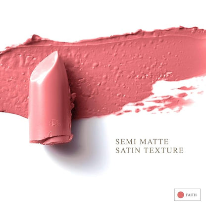 All Natural Lipstick, Semi Matte Lip Color, Moisturizing Lipstick, Non Toxic, Non GMO, Highly Pigmented, Long Lasting Lipstick, Vegan Makeup for Women (Faith)