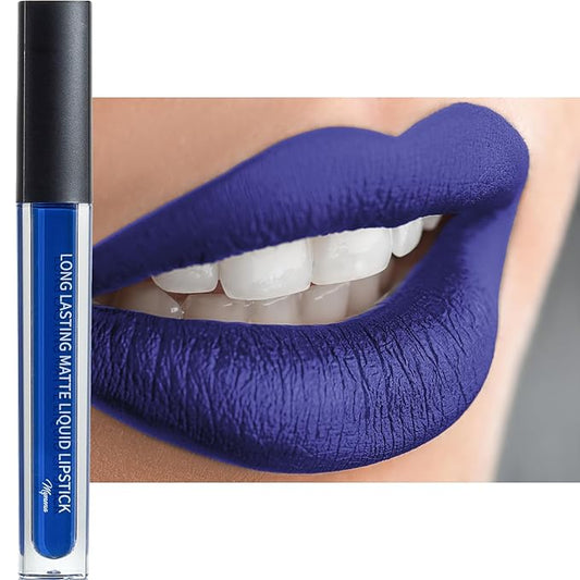 Mynena Blue Long-Lasting Matte Liquid Lipstick | Intense Color, Smudge-Proof & Waterproof | Comfortable, Hydrating Shea Butter | Vegan & Cruelty-Free | Mavi