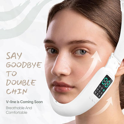 V-Face Electric Double Chin Device with 8 Modes & 15 Gear Adjustable Intensities - Intelligent V-Face Machine for Contouring Double Chin - H092