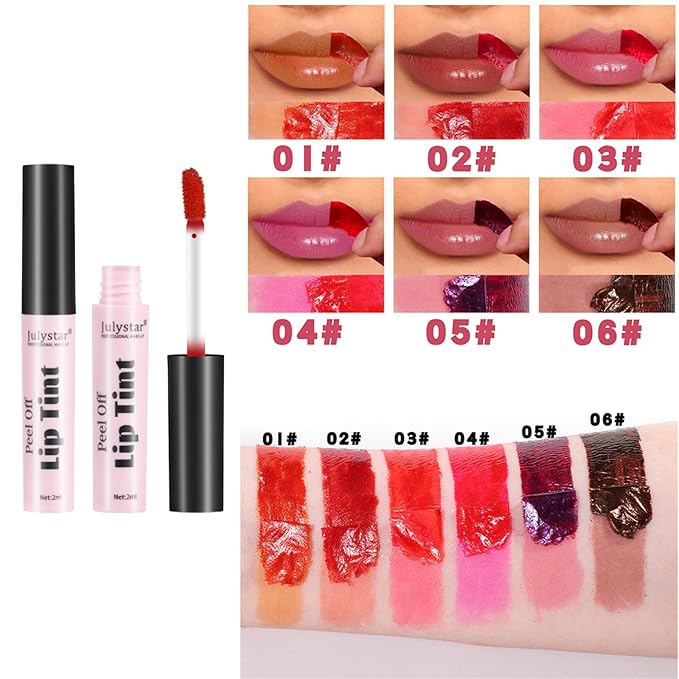 3 Colors Peel Off Matte Lip Tint, Peel Off Lip Stain, Matte Lasting Tattoo Lip Gloss, Non-Stick Cup Liquid Lipstick Tinted Lip Stain,Waterproof Formula (1&2&3#)