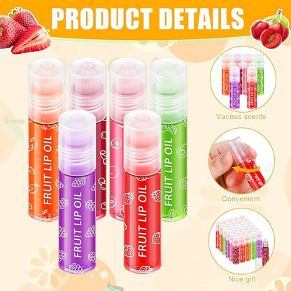 30 Pcs Roll on Lip Gloss Glossy Fruit Lip Oil Clear Flavored Lip Make up Party Gifts, Assortment Set(Fruity)