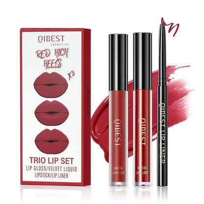 3 in 1 Red Lip Liner and Lip Gloss