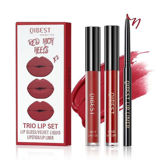 3 in 1 Red Lip Liner and Lip Gloss