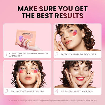 Under Eye Patches (36 Pairs) - New Tri-color Glitter Eye Gel Pads for Dark Circles Puffy Eyes,Under eye Bags,Wrinkles|Natural Collagen Under Eye Mask Patches, Gel Under Eye Patches