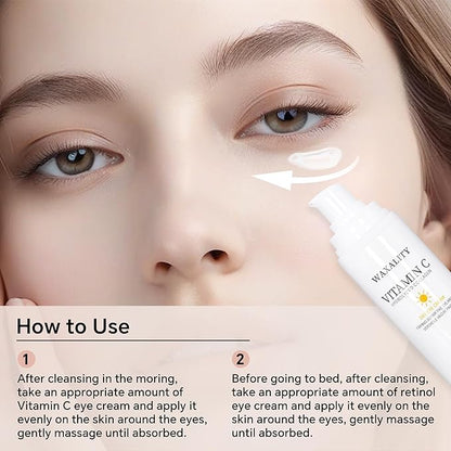 Under Eye Cream Dark Circles Under Eye Treatment Reduces Puffiness, Fine Lines, Wrinkles and Eye Bags - Vitamin C & Retinol Cream for Under Eye Care Day & Night (15 ML)