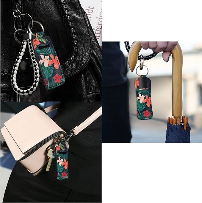 Horeset Chapstick Holder for Women Ladies,Tropical Floral Portable Gloss
