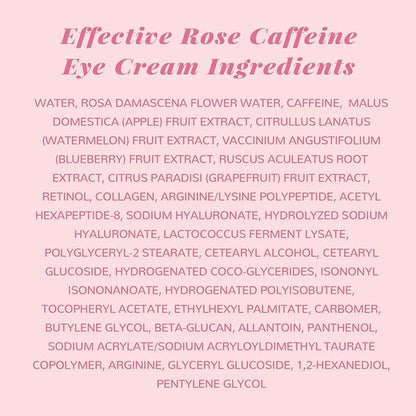 ANAI RUI Rose Caffeine Eye Cream for Dark Circles, Mother's Day Gift for Women, Anti-Aging Eye Cream with Retinol, Collagen, Hydrating, Firming, Reduce Wrinkles and Fine Lines Daily 0.5 FL OZ