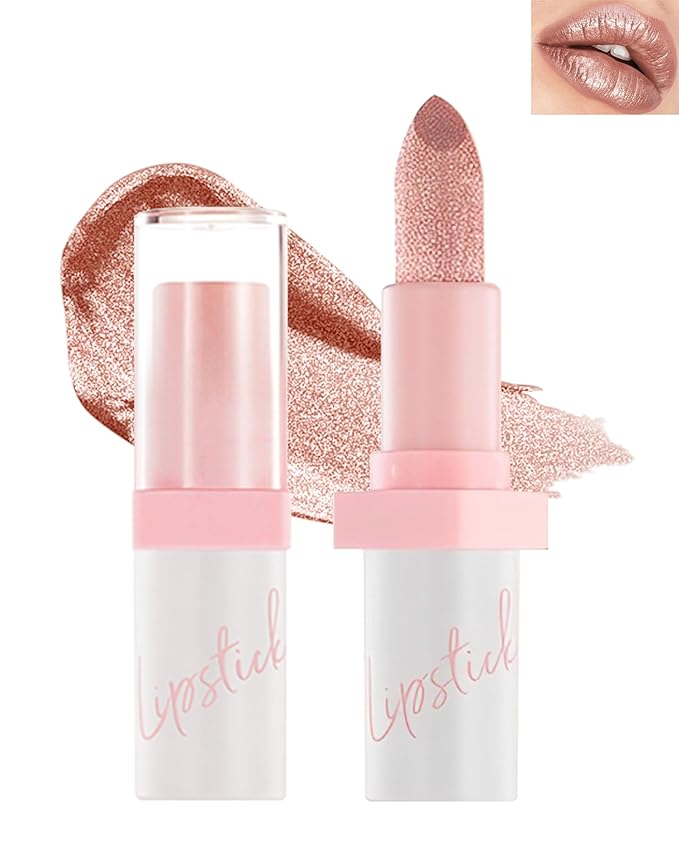 Glitter Lipstick for Women, Shimmer Sparkly Lipstick Long Glitter