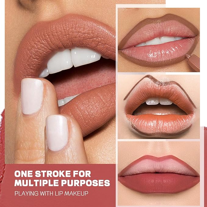 Pudaier Lip Liner Set, 12Pcs Matte Lip Liners with Sharpener, Premium Smooth and High Pigmented Creamy Lip Makeup Pencil