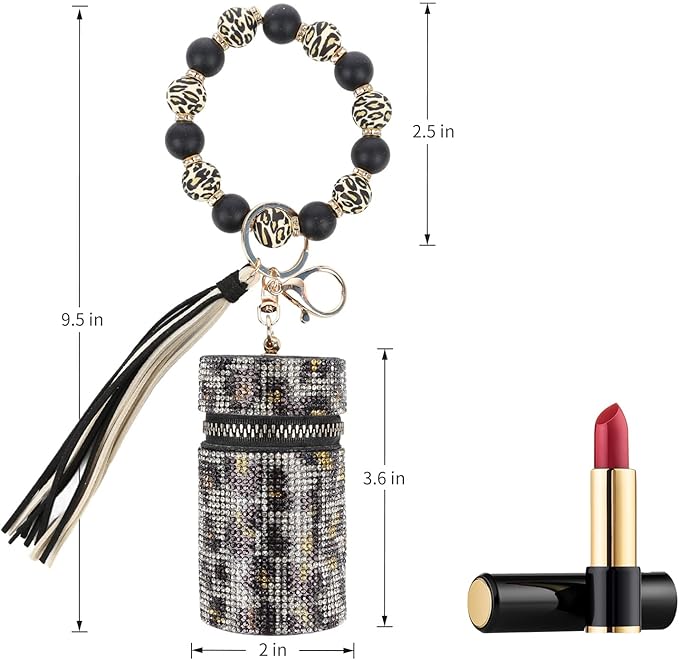 Lipstick Keychain, Leather Diamond Lip Gloss Holder, Stylish Gloss
