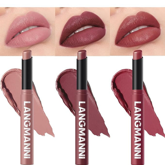 Jolilab 3 Pcs Velvet Matte Lipstick Nude Matte Lipstick