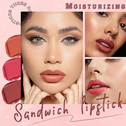 3 Colors Lipstick Set, Hydrating Tinted Lip Balm Hydrating