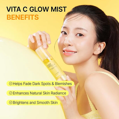 Vita C Mist, Glow Mist for Dewy Skin, Makeup Setting Spray for face, Korean Skin Care, Vegan, 3.38 Fl Oz