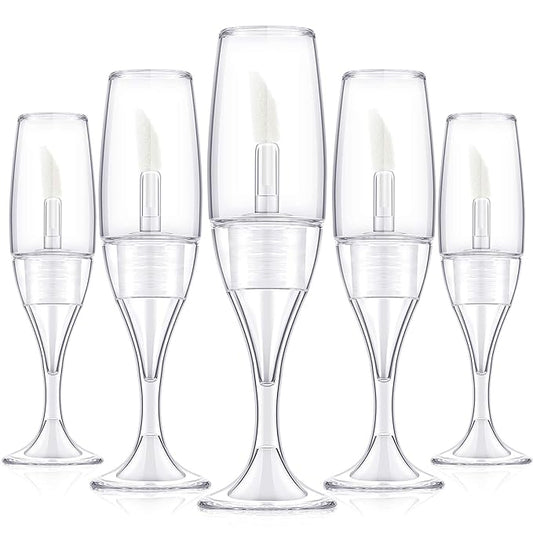 20 Pieces 8 ml/ 0.27 oz Lip Gloss Tubes Mini Wineglass Shaped Empty Lip Gloss Tube Lip Balm Containers Mini Refillable Bottles Lip Glaze Container with 2 Pieces Funnels for Women Girls (Transparent)