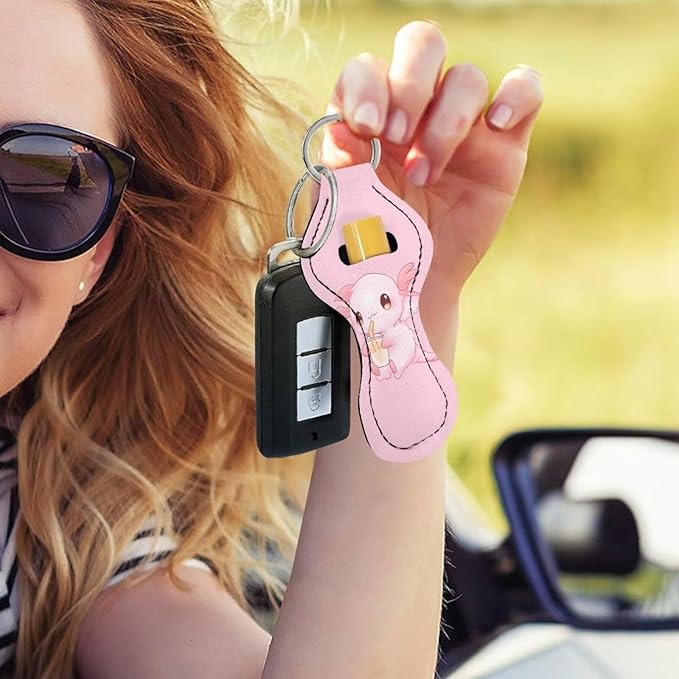 Chapstick Holder Keychain for Lipstick Lip Girls