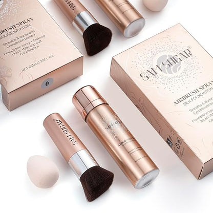 AirBrush Foundation Spray Set, Spray Foundation Makeup and Sunny Beige)