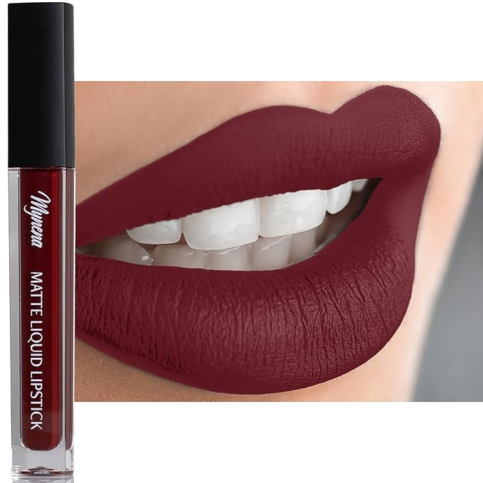 Mynena Long-Lasting Matte Liquid Lipstick | Intense Color, Smudge-Proof & Waterproof | Comfortable, Hydrating Shea Butter | Vegan & Cruelty-Free | IMerlot