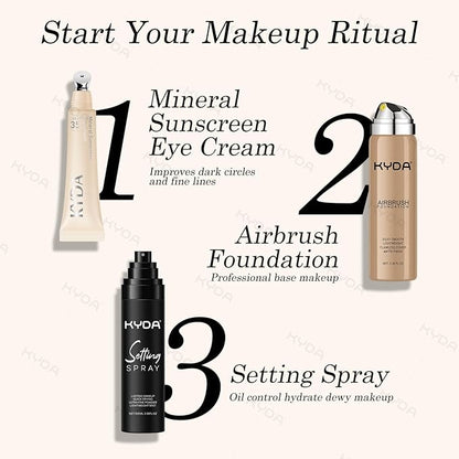 KYDA Mineral Sunscreen Eye Cream, 3-in-1 Anti-Aging Eye Cream, SPF 35, for Dark Circle and Fine Lines, Medium