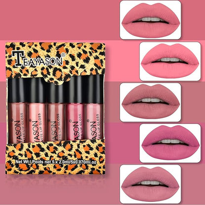 NVLEPTAP 5PCS Nude Matte Lipstick Liquid Lipstick Set Gloss