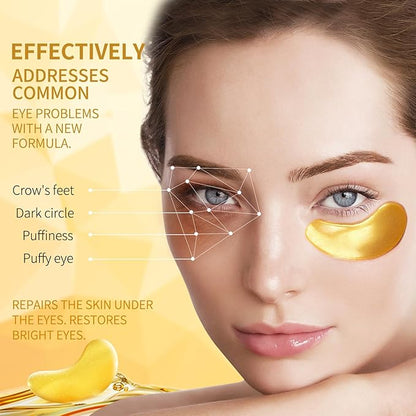 TUNBOT Under Eye Patches-24k Gold Eye Mask Pads - 60 Pieces, Collagen Hyaluronic Acid Eye Mask, Anti-Aging, Reduce Dark Circles, Puffiness and Wrinkles, For Men and Women