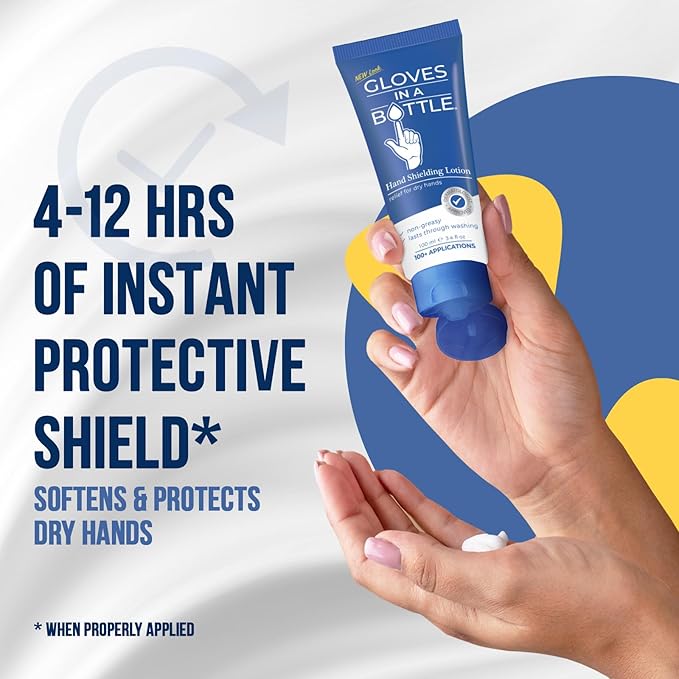 Gloves In A Bottle – Shielding Lotion for Dry Skin, Hand Lotion Travel Size, Protects & Restores Dry Cracked Skin– 3.4 oz..