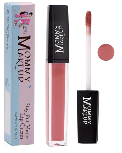 Mommy Makeup Stay Put Matte Lip Cream | Kiss Proof Lipstick in Rosebud (A Dusty Rose) Transfer Proof, Smudge Proof, Waterproof, Non Drying, Long Wear Lipstick