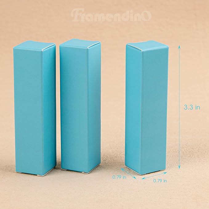 Framendino, 50 Pack Blue Kraft Lipstick Boxes Rectangle Reusable Lip Balm Packaging Cases Gift Wrapping Box for DIY Gift Packaging