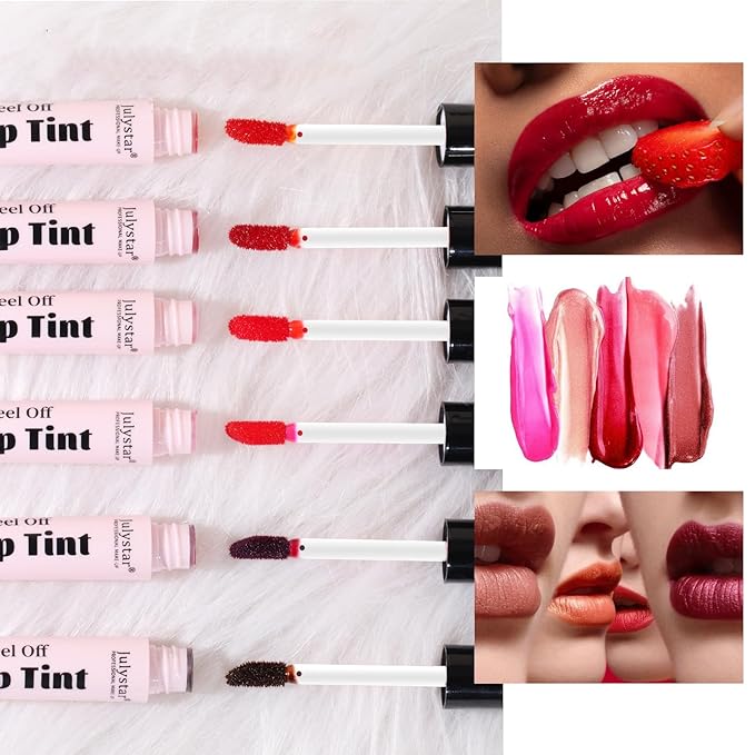 3 Colors Peel Off Matte Lip Tint, Peel Off Lip Stain, Matte Lasting Tattoo Lip Gloss, Non-Stick Cup Liquid Lipstick Tinted Lip Stain,Waterproof Formula (1&2&3#)