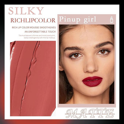 Matte Nude Liquid Lipstick, Tinted Highly Pigmented Lip Stain with Beeswax, Super Stay Velvet Lip Gloss, Smooth Matte Long Lasting Waterproof Smudgeproof Non-Stick Cup Lipcolor Makeup Gift, 01